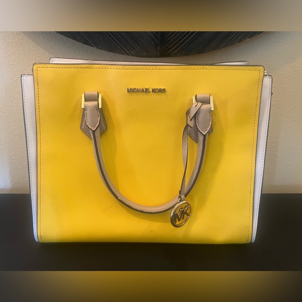 Michael Kors Vibrant Yellow and White Tote